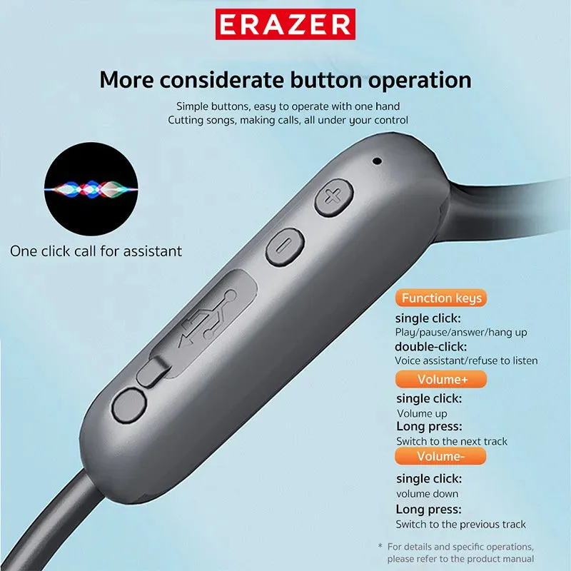 ERAZER XF22 Bluetooth 5.4 Sports Wireless Bone Conduction Headset with Mic Neckband