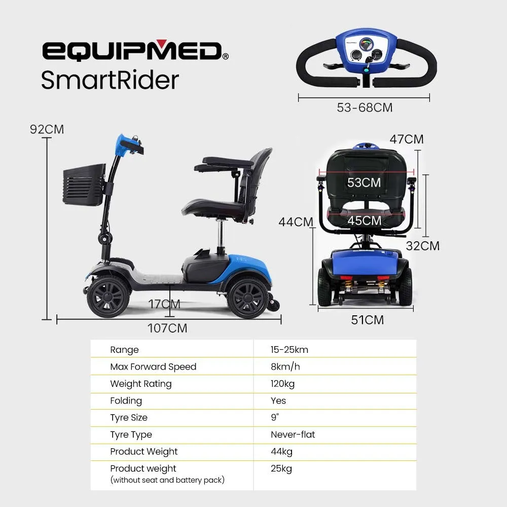 Flat-Free Electric Mobility Scooter 24V/250W SmartRider