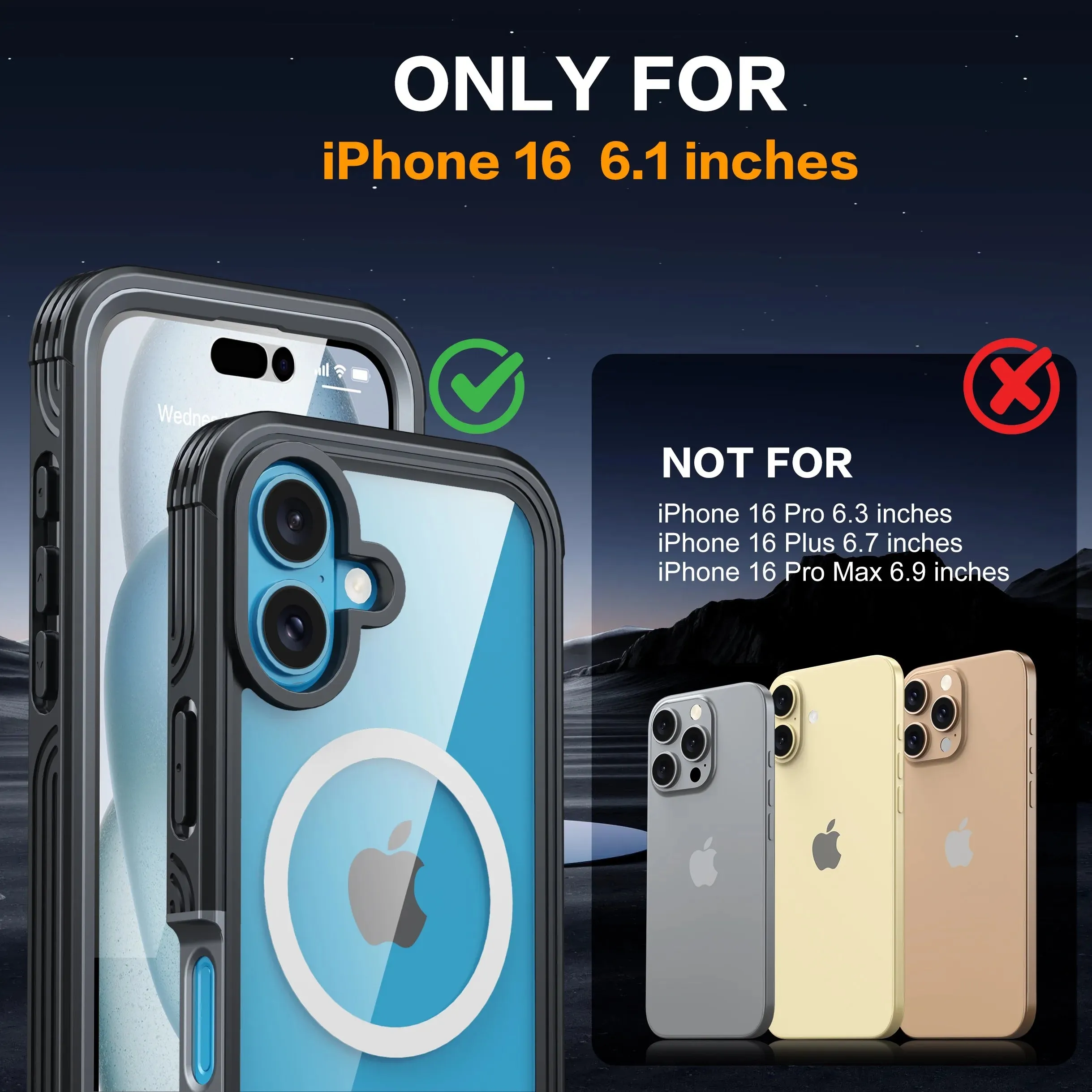 for Iphone 16 Case, Double Front Frame Built-In 9H Tempered Glass Screen Protector   Privacy Screen Protector, Compatible with Magsafe, Magnetic Phone Case for Iphone 16-Black