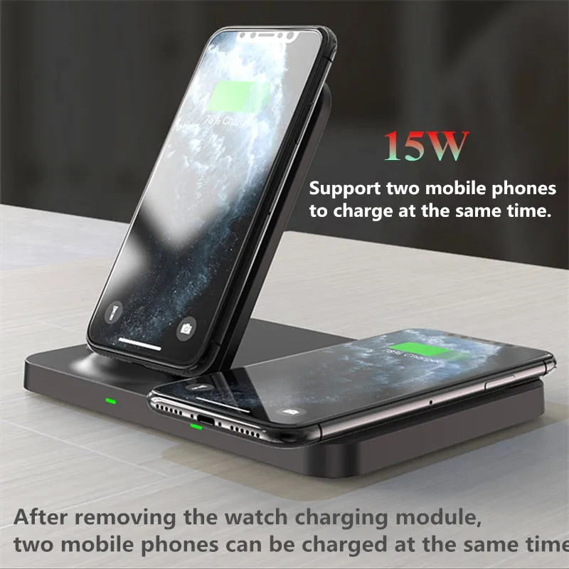for iPhone Wireless Charger Stand 3 in 1 Fast Charging for Apple iPhone 14 13 12 11 Pro Max X XS XR Watch 6 5 4 3 AirPods Pro