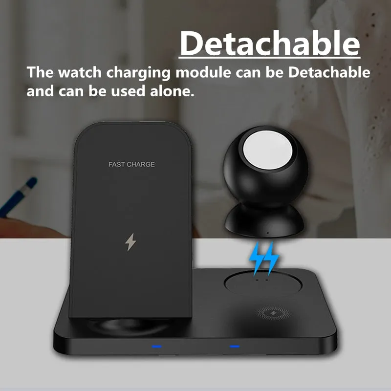 for iPhone Wireless Charger Stand 3 in 1 Fast Charging for Apple iPhone 14 13 12 11 Pro Max X XS XR Watch 6 5 4 3 AirPods Pro