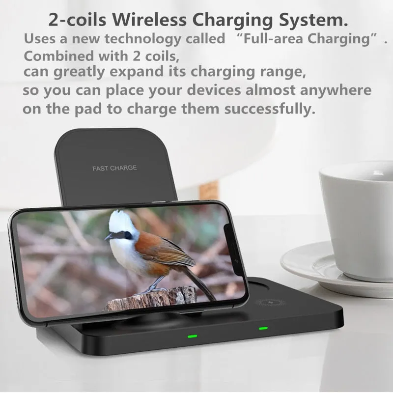 for iPhone Wireless Charger Stand 3 in 1 Fast Charging for Apple iPhone 14 13 12 11 Pro Max X XS XR Watch 6 5 4 3 AirPods Pro