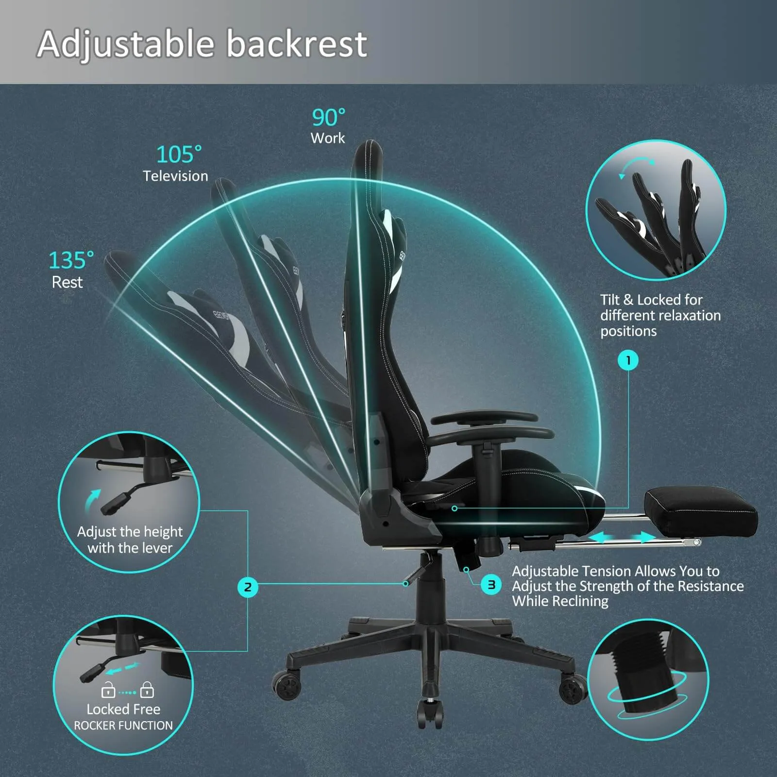 Gaming Chair with Massage Lumbar Support OC121