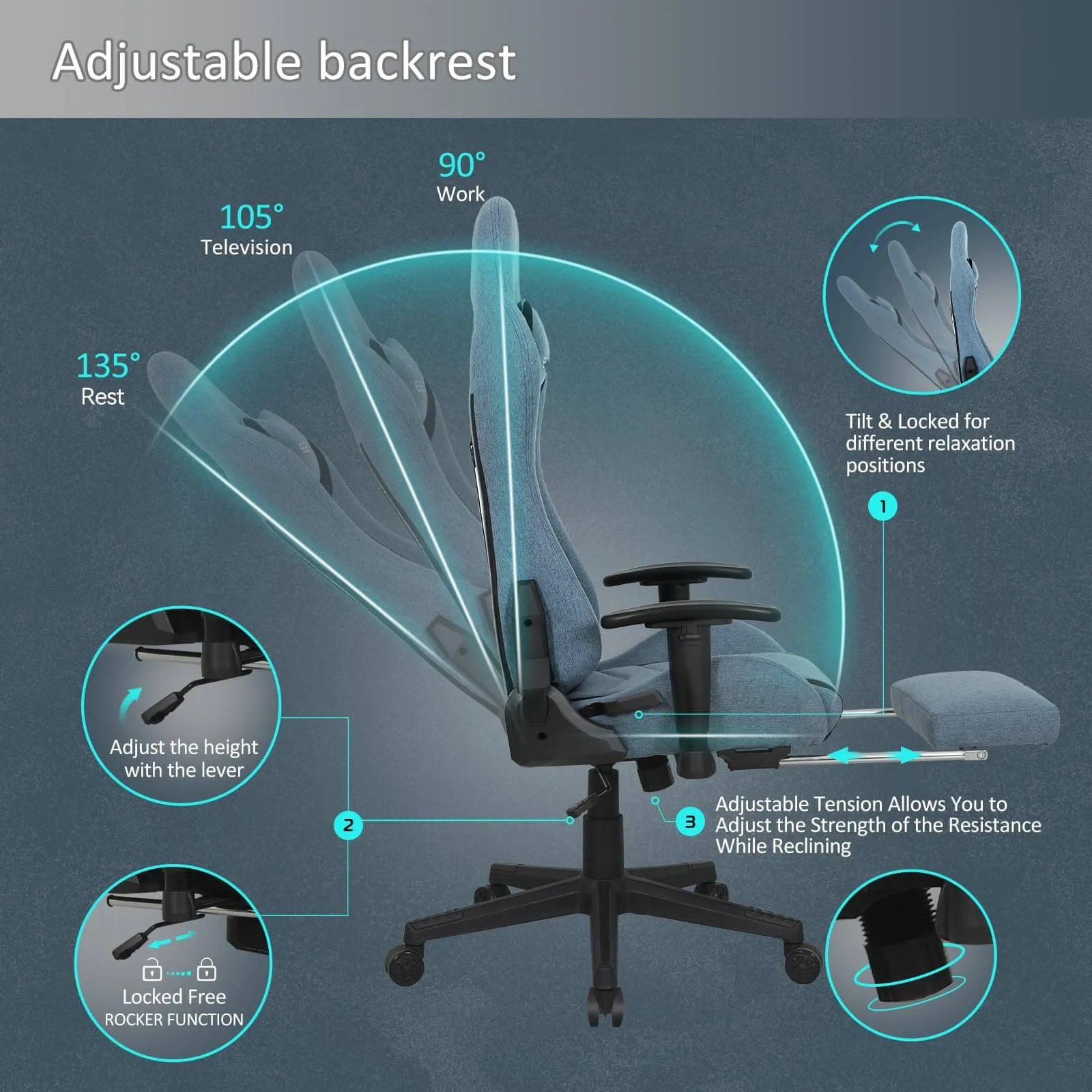 Gaming Chair with Massage Lumbar Support OC121