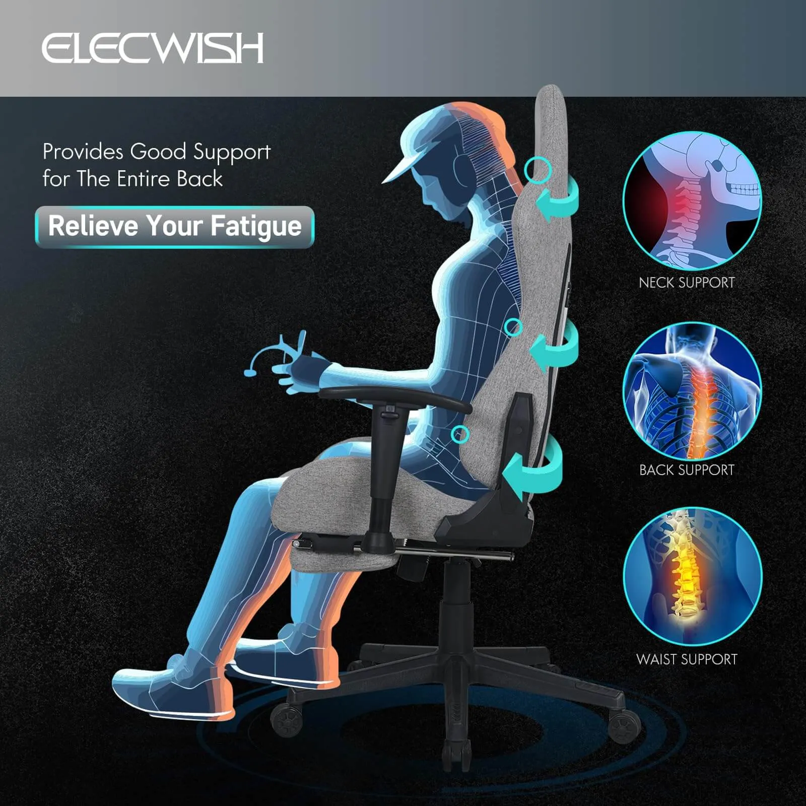 Gaming Chair with Massage Lumbar Support OC121