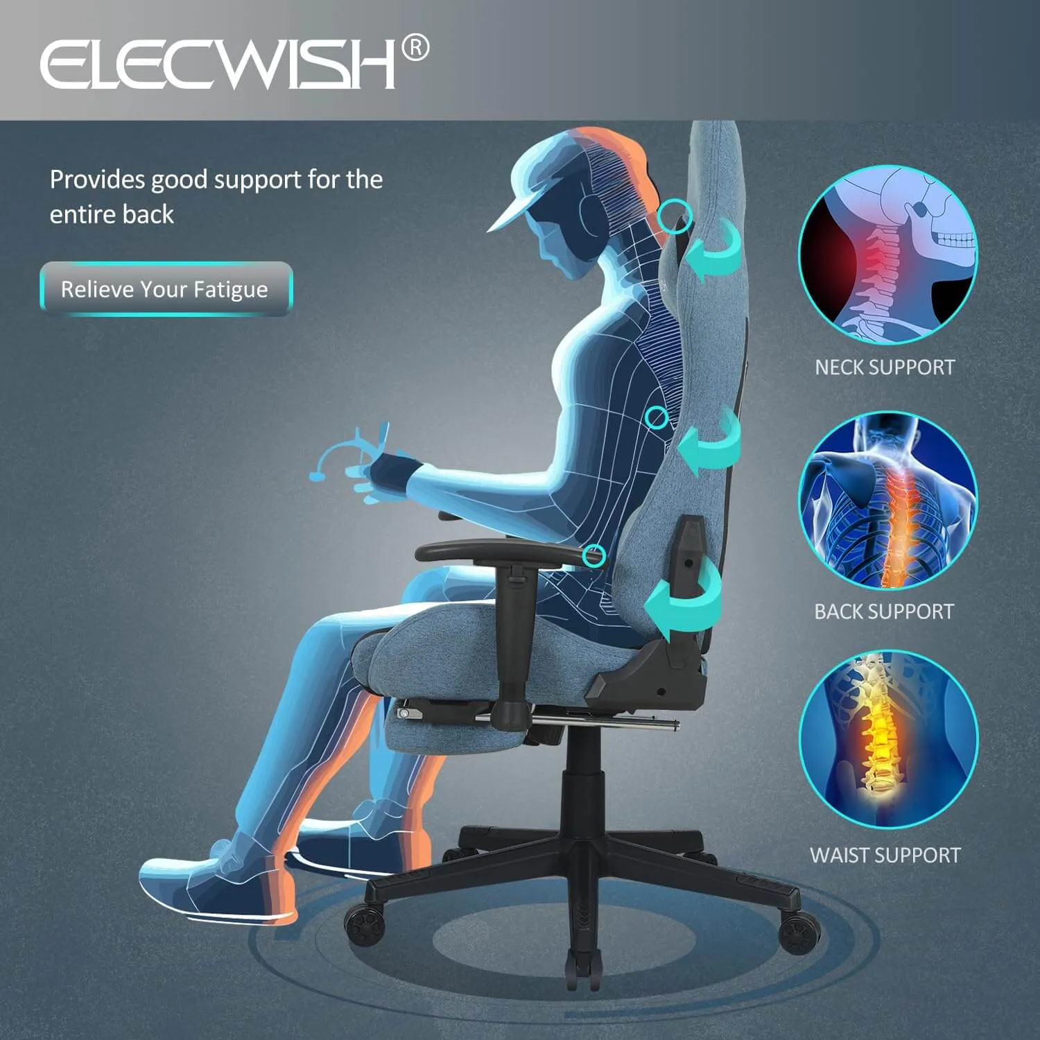 Gaming Chair with Massage Lumbar Support OC121