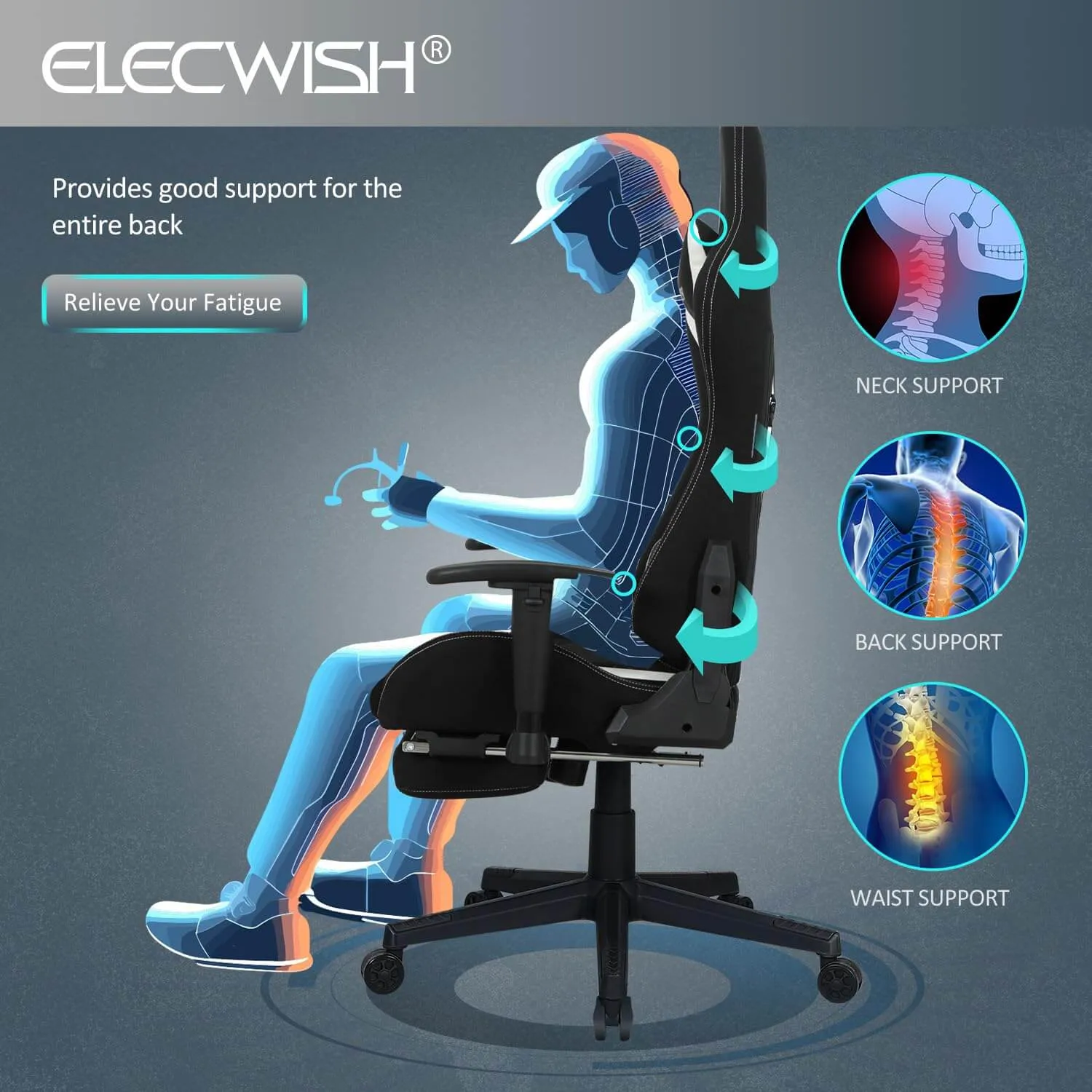 Gaming Chair with Massage Lumbar Support OC121