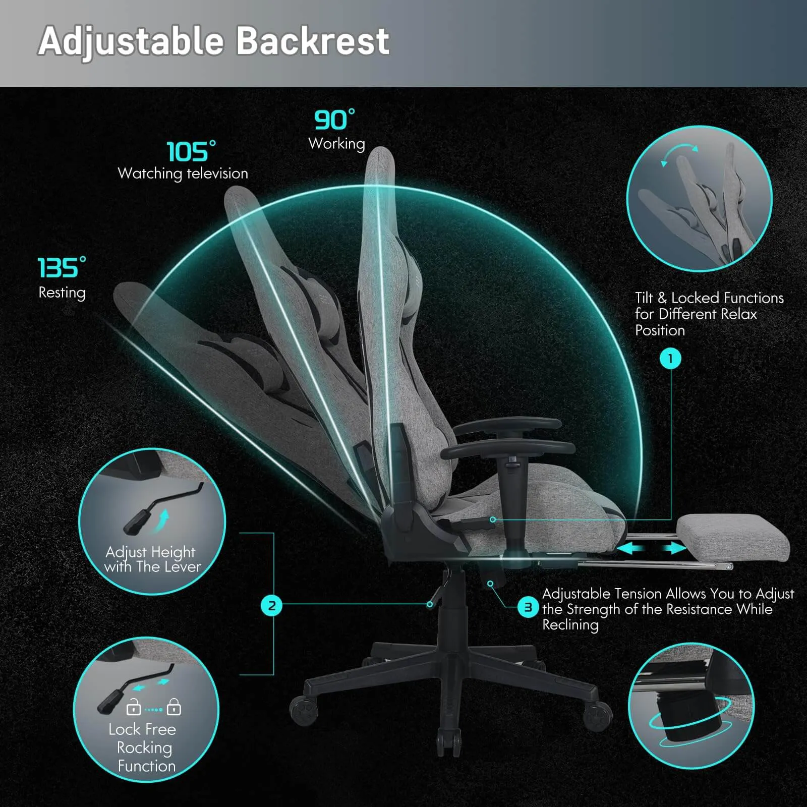 Gaming Chair with Massage Lumbar Support OC121