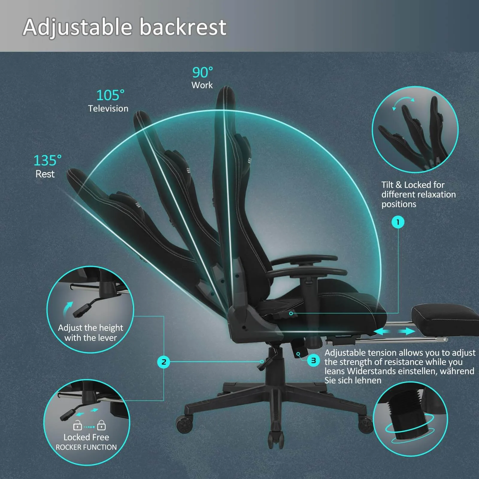 Gaming Chair with Massage Lumbar Support OC121