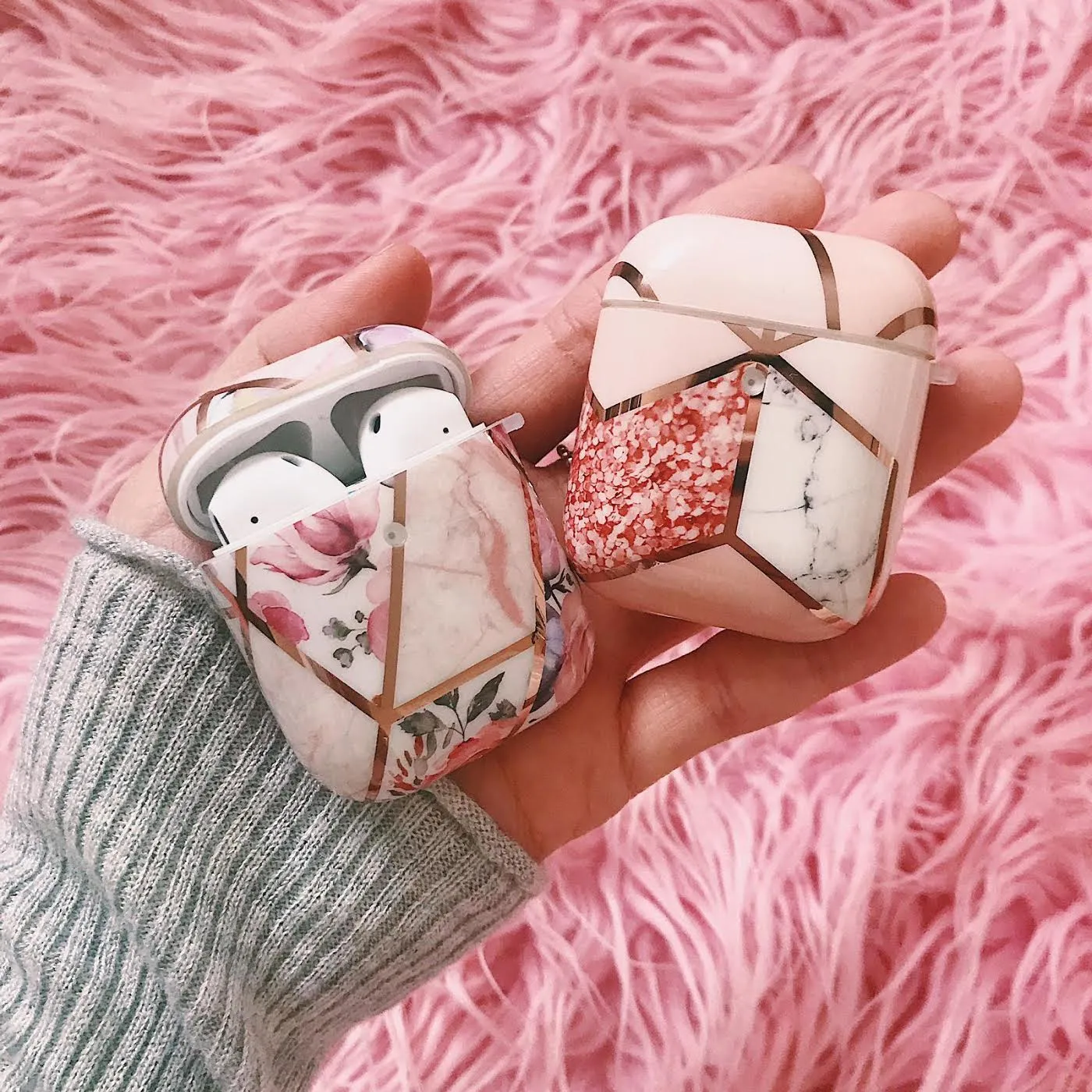Geo Metallic Marble AirPod Holder