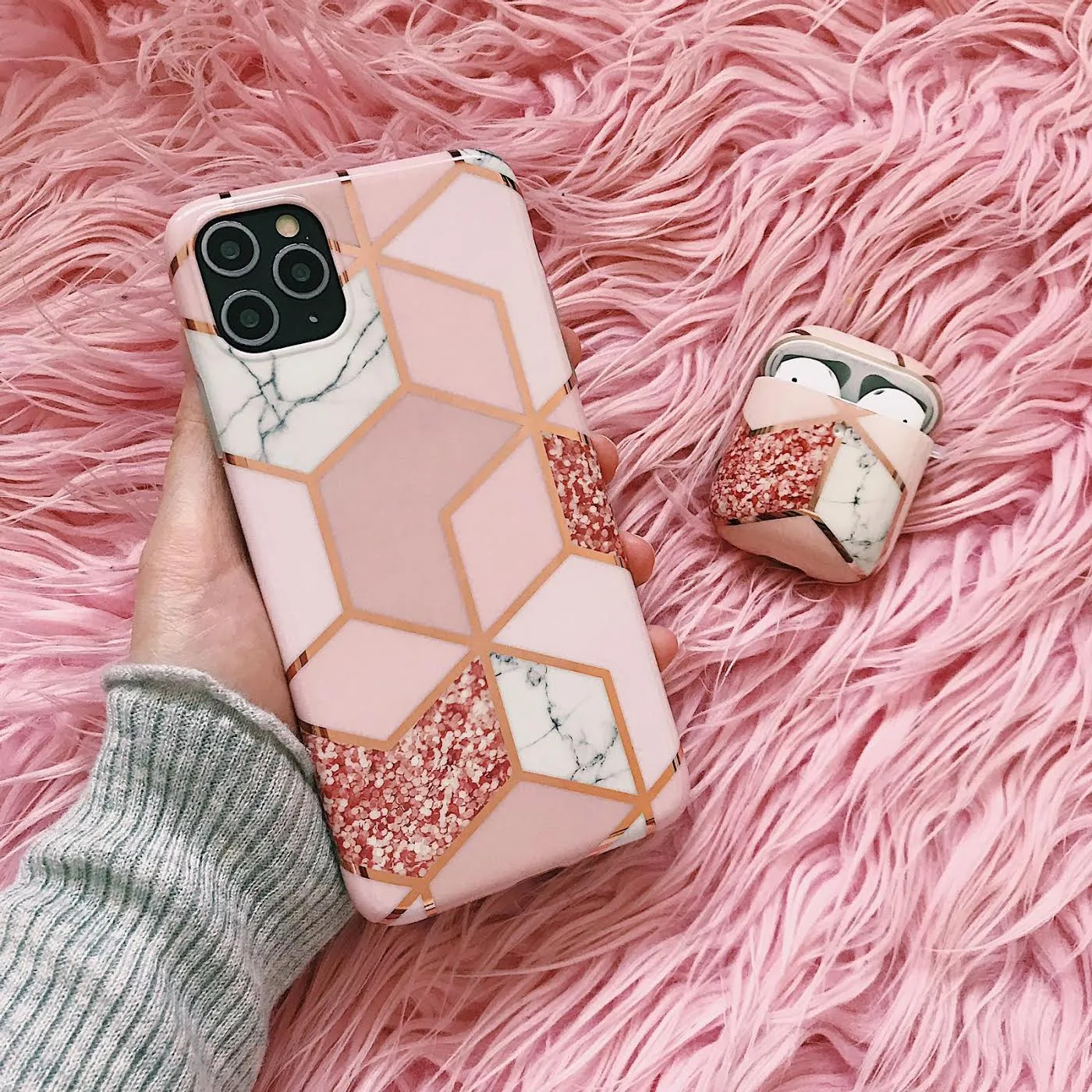 Geo Metallic Marble AirPod Holder
