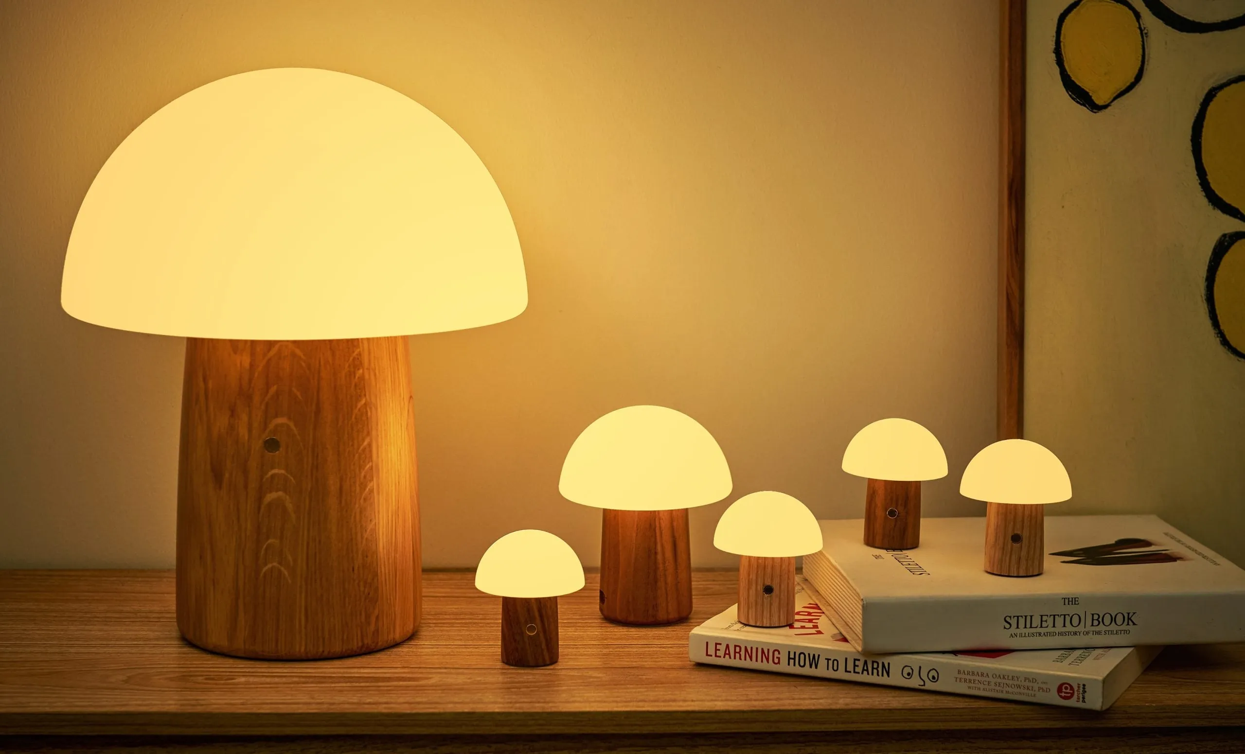 Gingko Design Super Mini Alice Mushroom Lamp Walnut