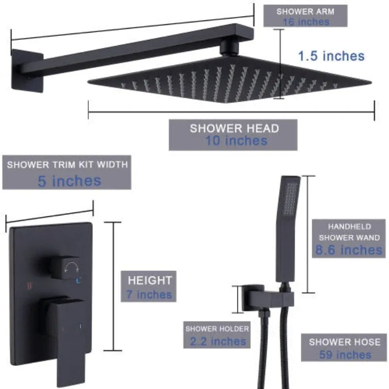 Giving Tree Shower Faucet Sets Wall Mounted with 10" Rainfall Shower Head and Handheld