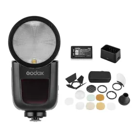 Godox V1-P Round Head Flash for Pentax   AK-R1 Accessory Head Kit - Bundle