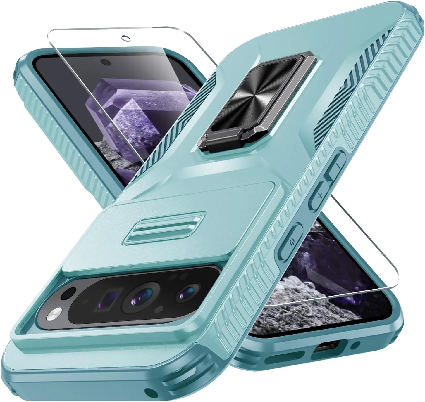 Google Pixel 8 Pro Case  2 Tempered Glass Screen Shockproof Protective Phone Cover Orange