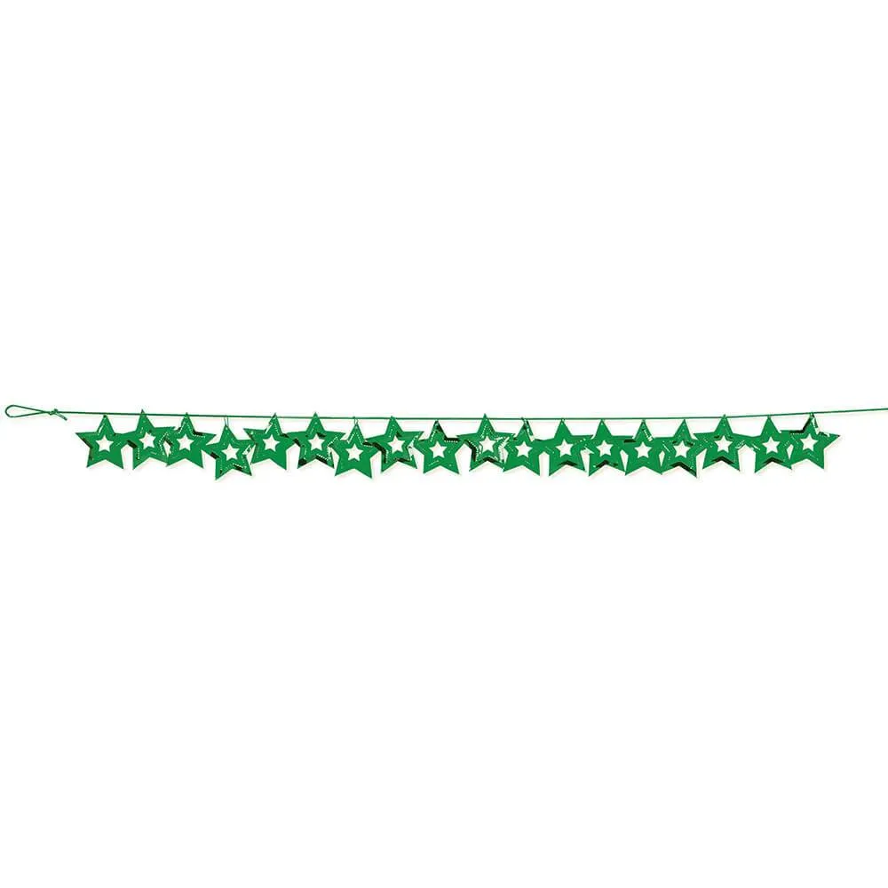 Green Stars Foil Garland 9ft