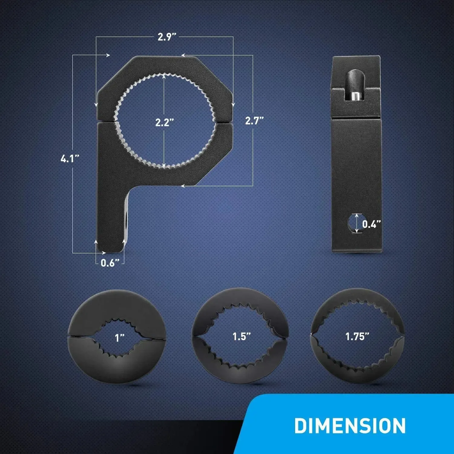 Horizontal Bar Clamp Mount Bracket Kits 1in-1.5in-1.75in-2in (2 Pairs)