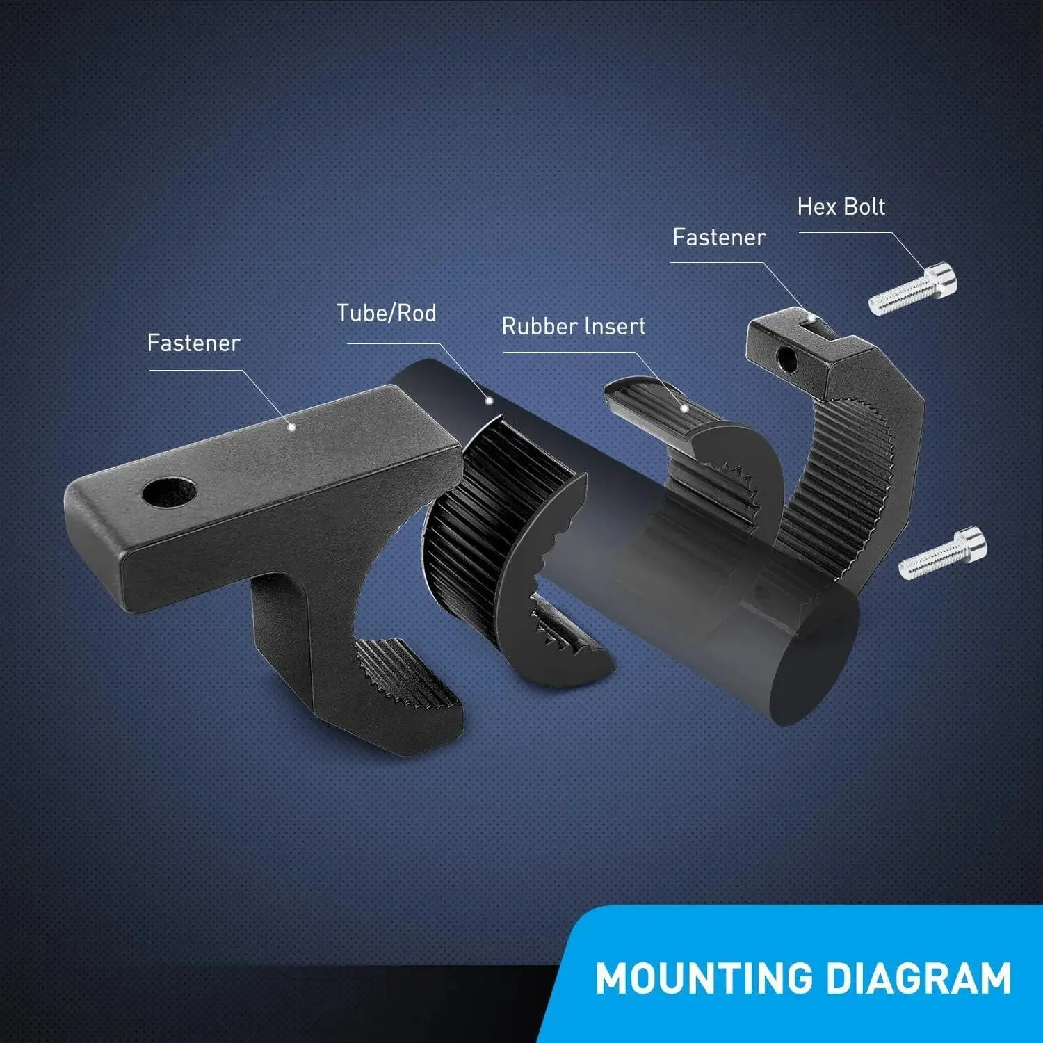 Horizontal Bar Clamp Mount Bracket Kits 1in-1.5in-1.75in-2in (2 Pairs)