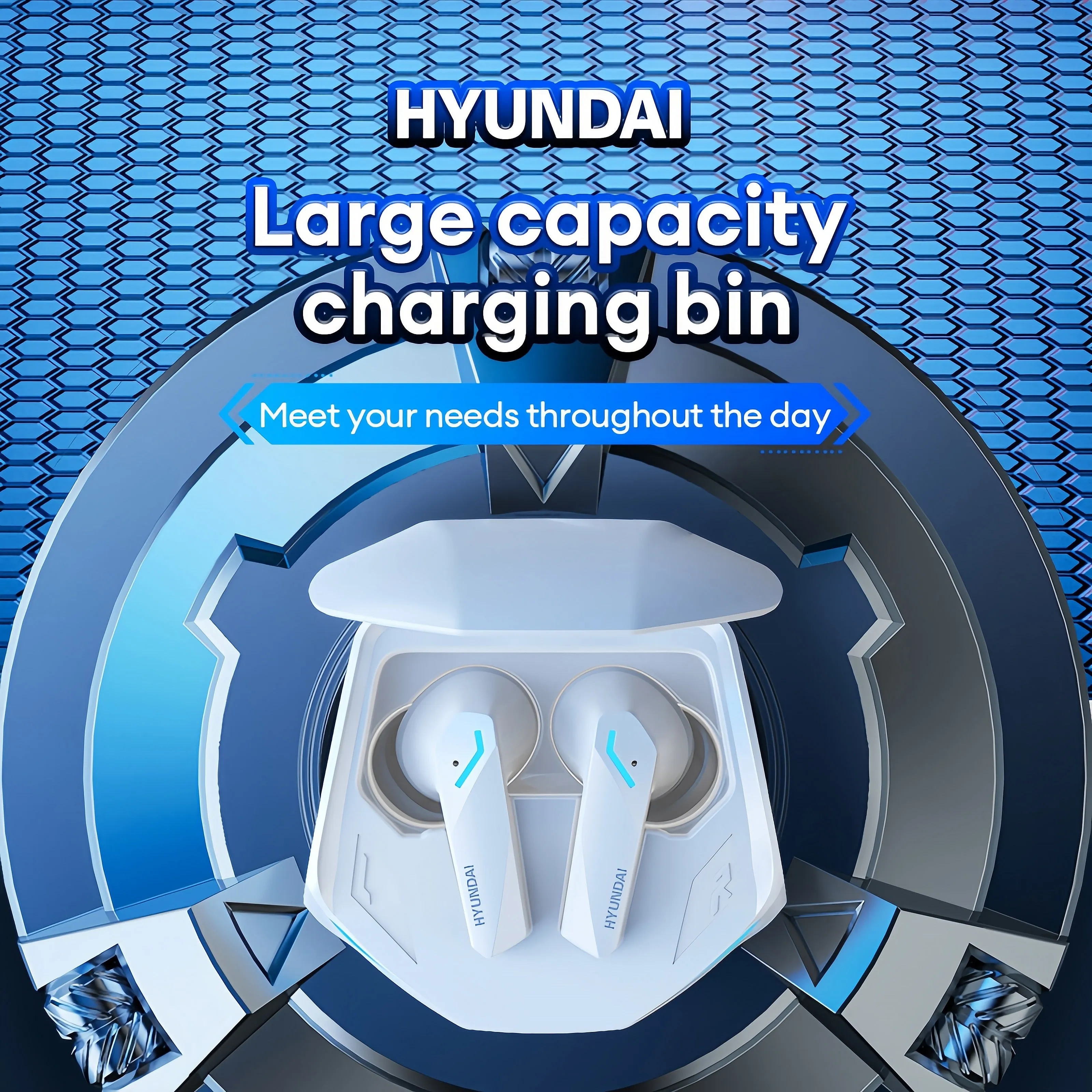 Hyundai GM2PRO Long-Lasting Wireless Earbuds – Crystal Clear Audio with Built-In Mic – Ideal for On-The-Go Entertainment