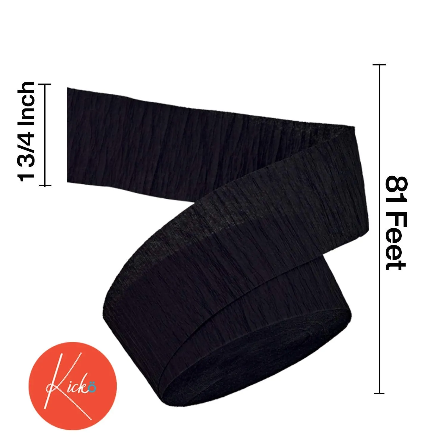 Kicko Black Velvet Crepe Streamers - 2 Pack, 162 Feet x 1.75 Inches - for Kids, Party