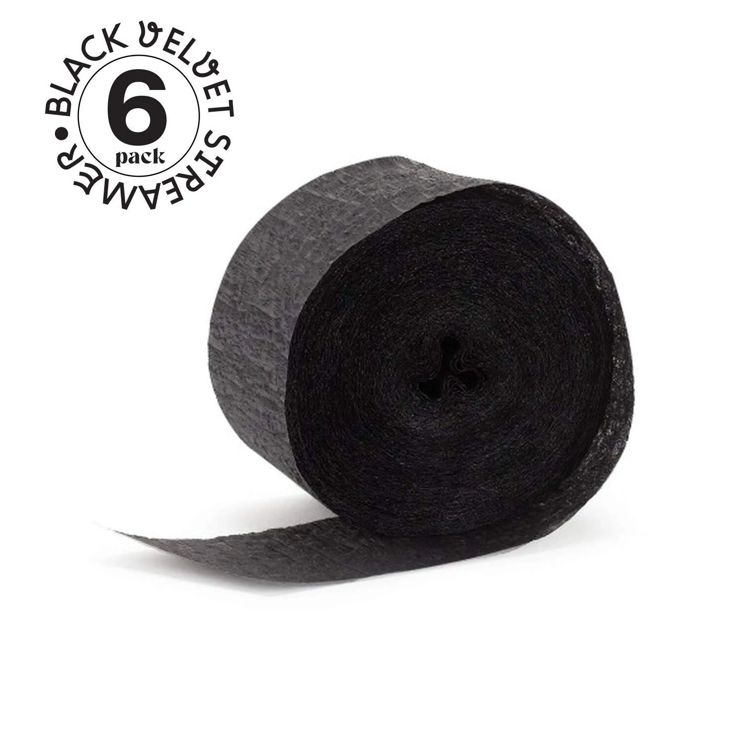 Kicko Black Velvet Crepe Streamers - 2 Pack, 162 Feet x 1.75 Inches - for Kids, Party