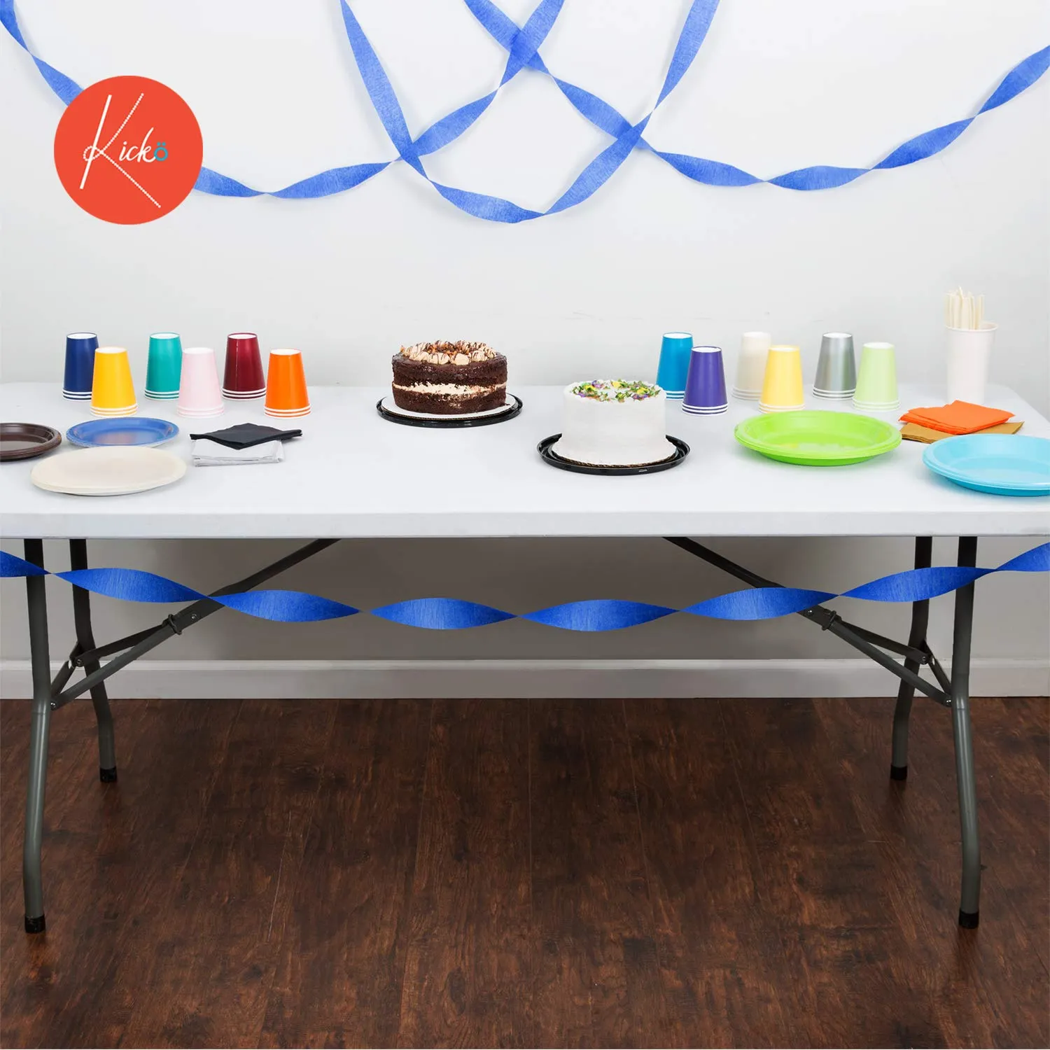 Kicko Bright Blue Crepe Streamers - 1000 Feet x 1.75 Inches - 2 Pack of Streamer Rolls