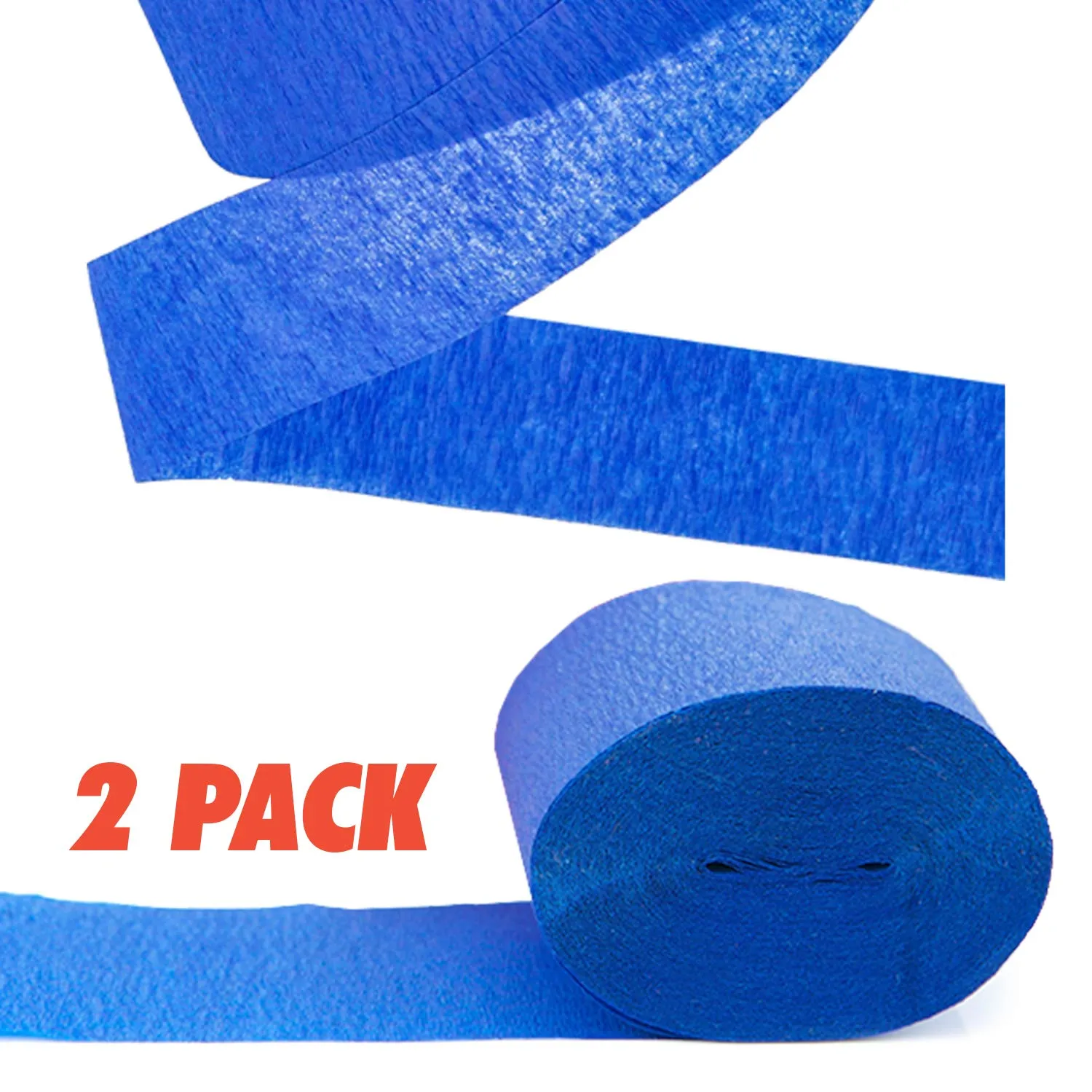 Kicko Bright Blue Crepe Streamers - 1000 Feet x 1.75 Inches - 2 Pack of Streamer Rolls