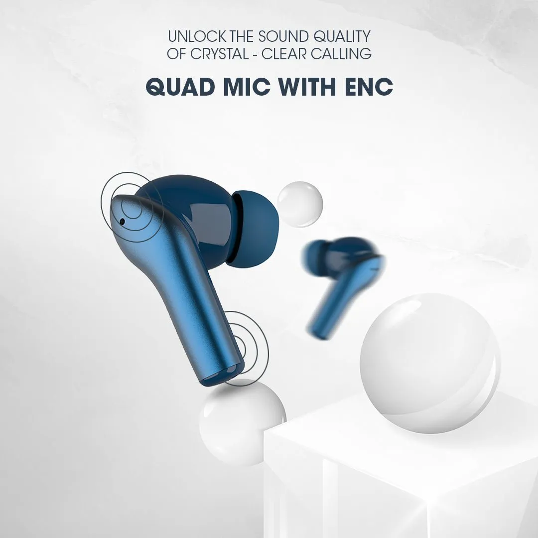 Kivart Strike | 13mm Dynamic Drivers | Bluetooth v5.3 | Quad Mic Setup with ENC | 40 Hours Playtime | IPX7 Water & Sweat Resistant | Fast Charging | 50ms Low Latency | Designed For Professionals