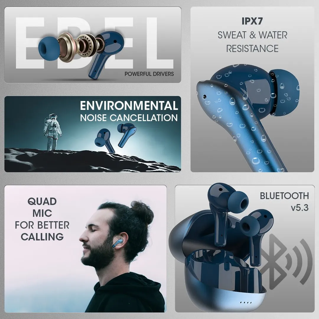 Kivart Strike | 13mm Dynamic Drivers | Bluetooth v5.3 | Quad Mic Setup with ENC | 40 Hours Playtime | IPX7 Water & Sweat Resistant | Fast Charging | 50ms Low Latency | Designed For Professionals