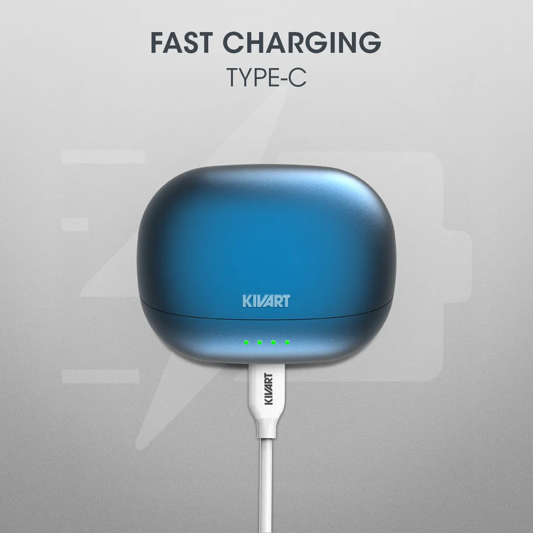 Kivart Strike | 13mm Dynamic Drivers | Bluetooth v5.3 | Quad Mic Setup with ENC | 40 Hours Playtime | IPX7 Water & Sweat Resistant | Fast Charging | 50ms Low Latency | Designed For Professionals
