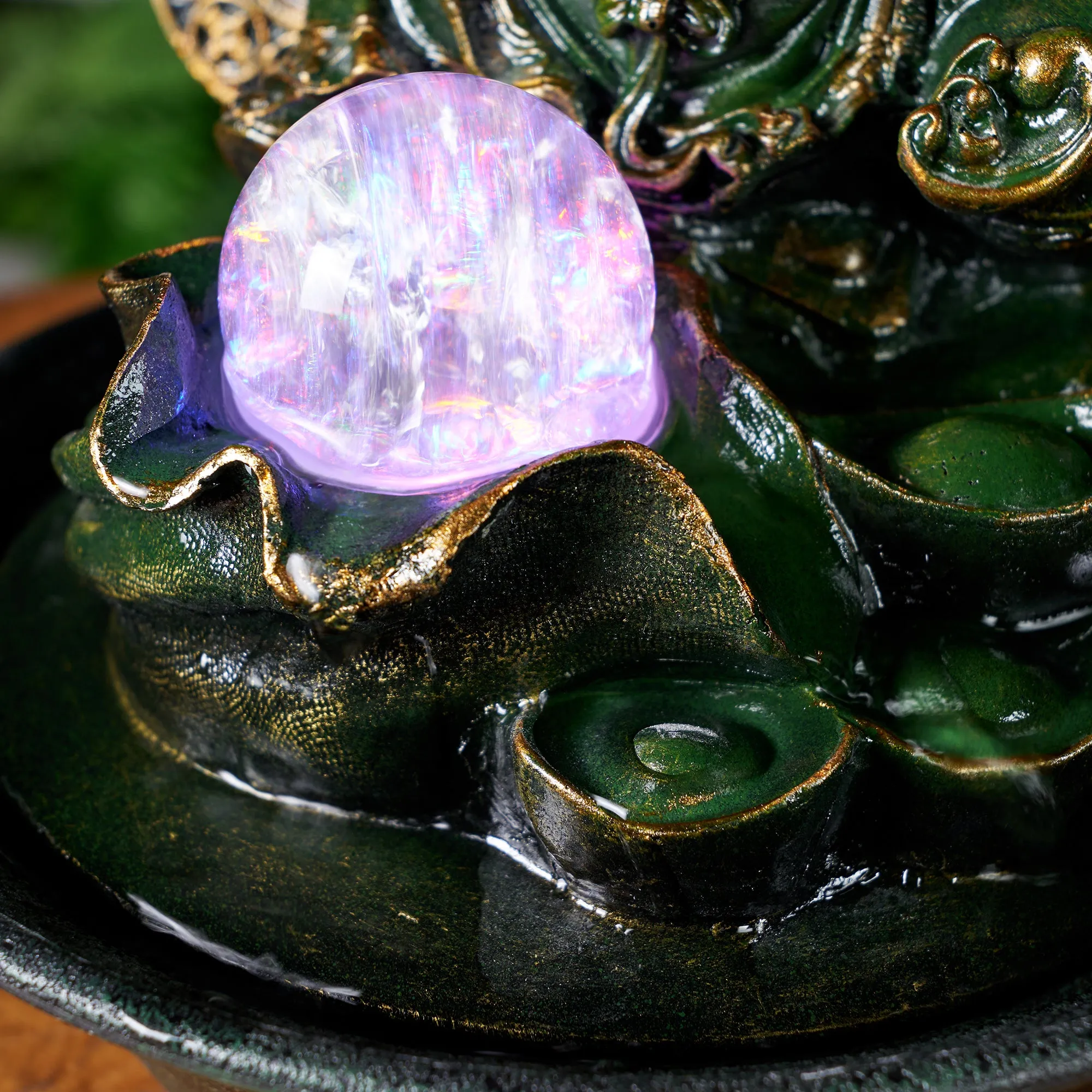LED Fountain-Lucky Buddha With Spinning Ball