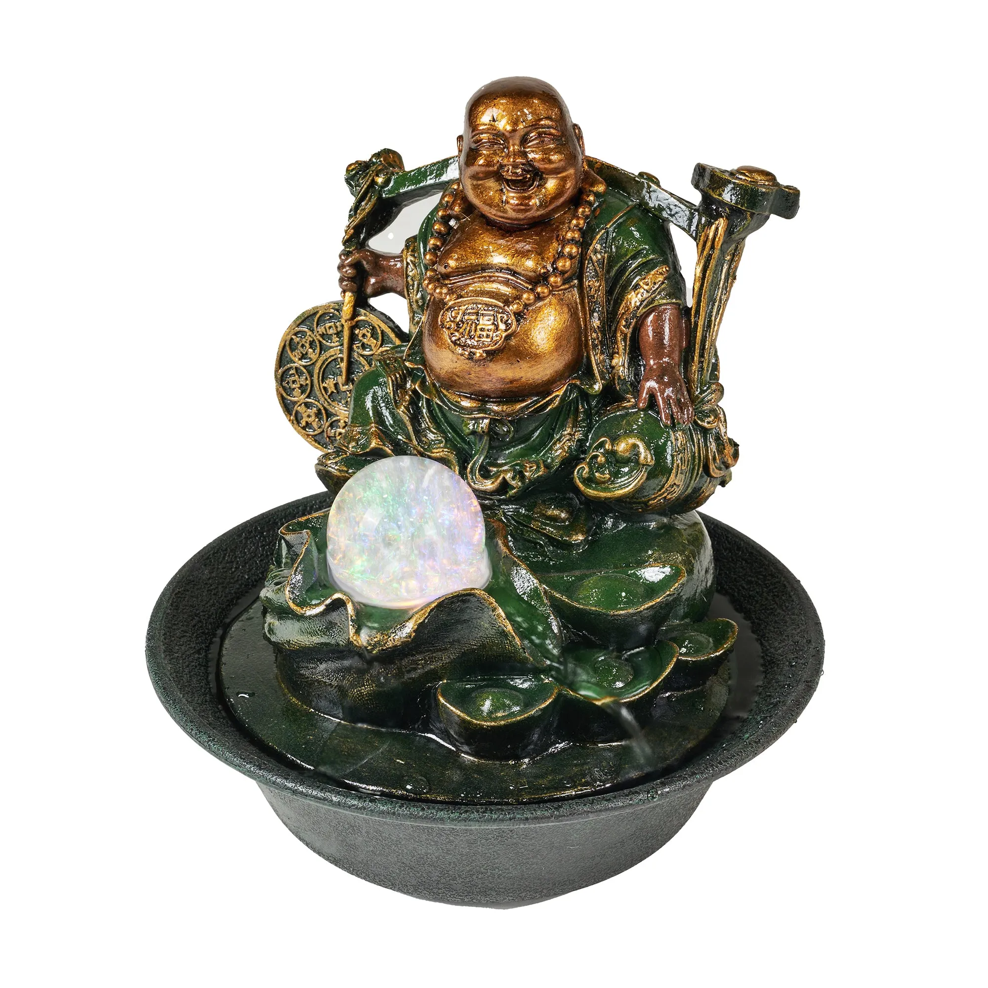 LED Fountain-Lucky Buddha With Spinning Ball