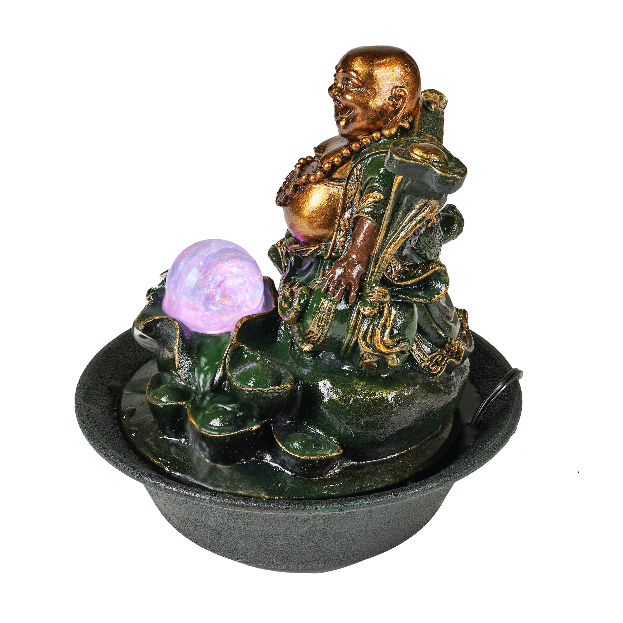 LED Fountain-Lucky Buddha With Spinning Ball