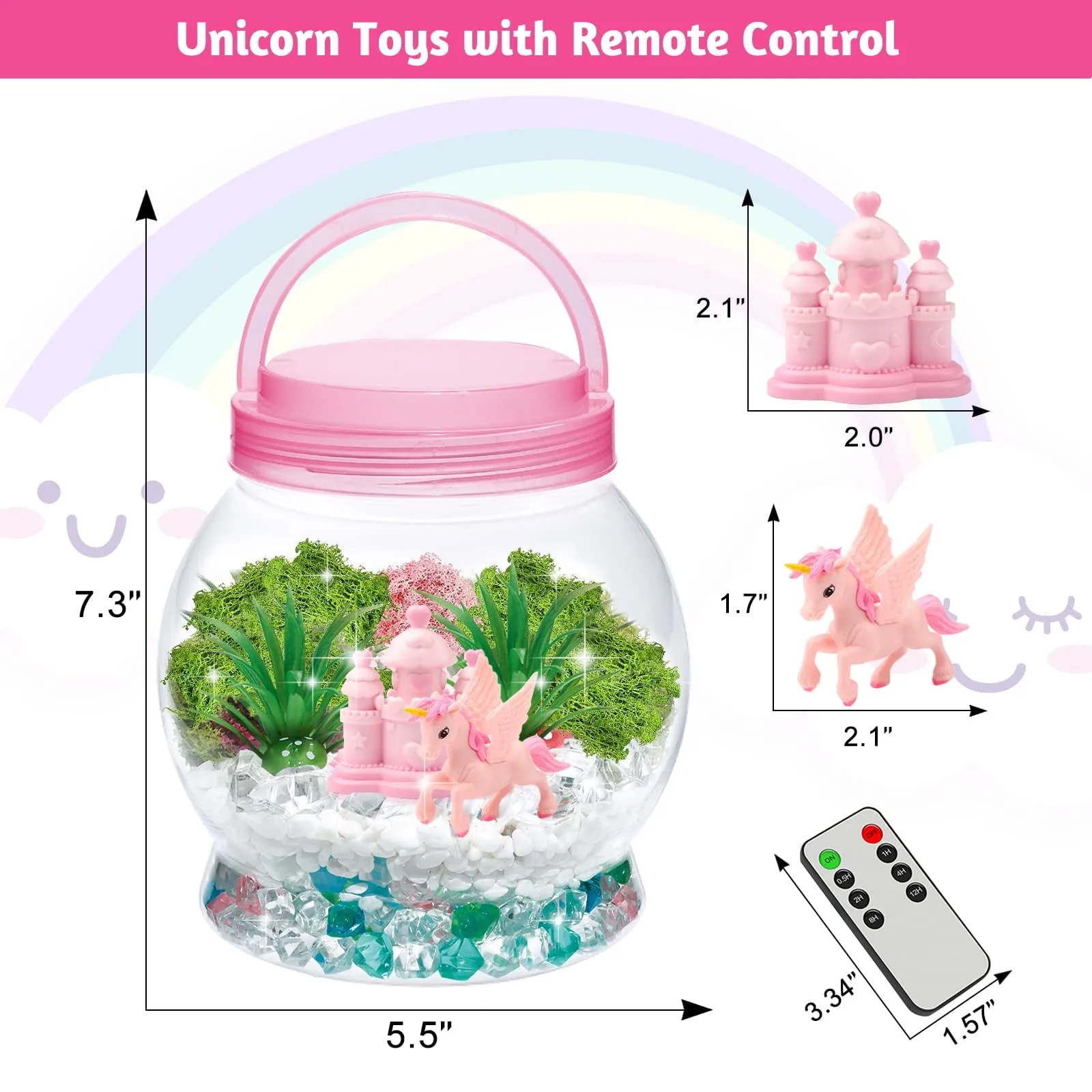 Light Up Unicorn Terrarium Kit for Kids, Unicorns Gifts for Girls - Unicorn Toys & Stuff, Arts & Crafts Kits, 6 Year Old Girls Birthday Gifts Ages 5 7 8