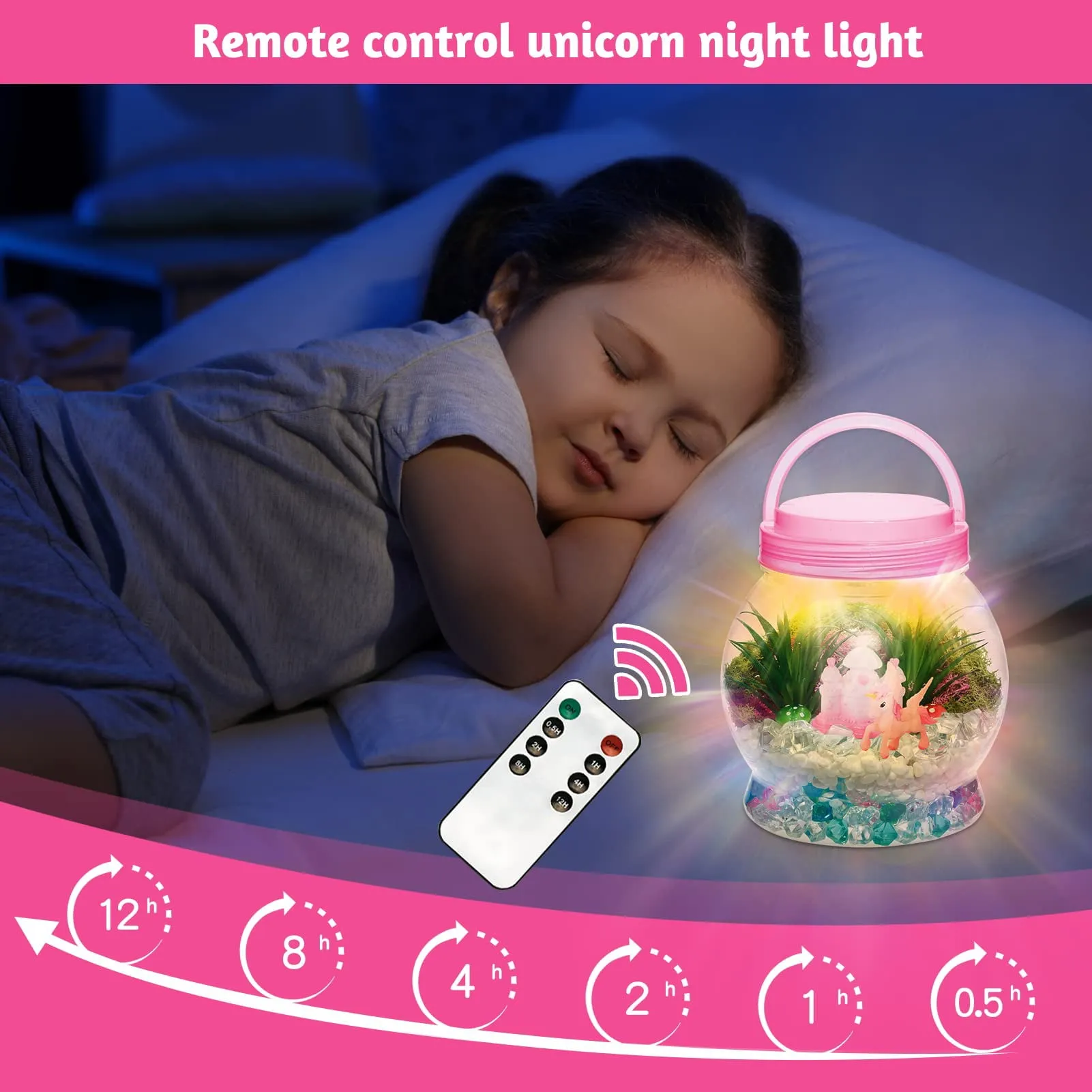 Light Up Unicorn Terrarium Kit for Kids, Unicorns Gifts for Girls - Unicorn Toys & Stuff, Arts & Crafts Kits, 6 Year Old Girls Birthday Gifts Ages 5 7 8