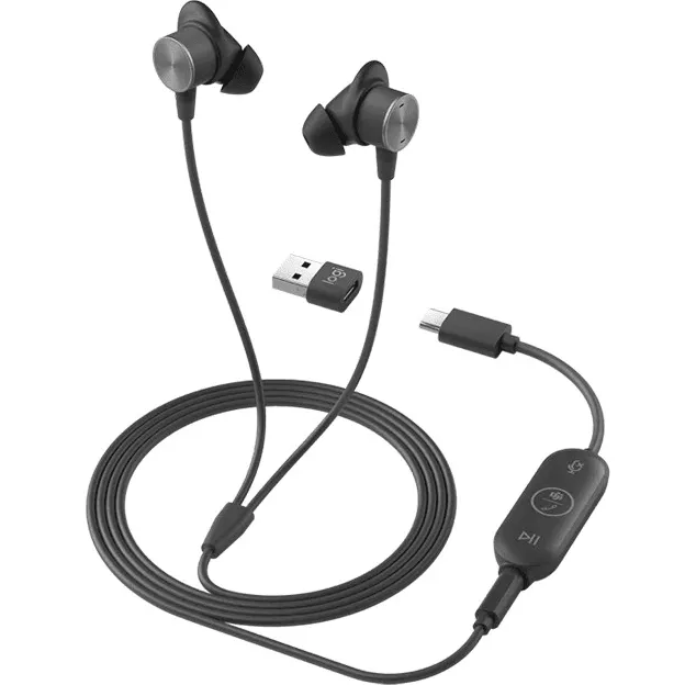 Logitech Zone Wired Earphones Earbuds Microphone Case Multi-Connect