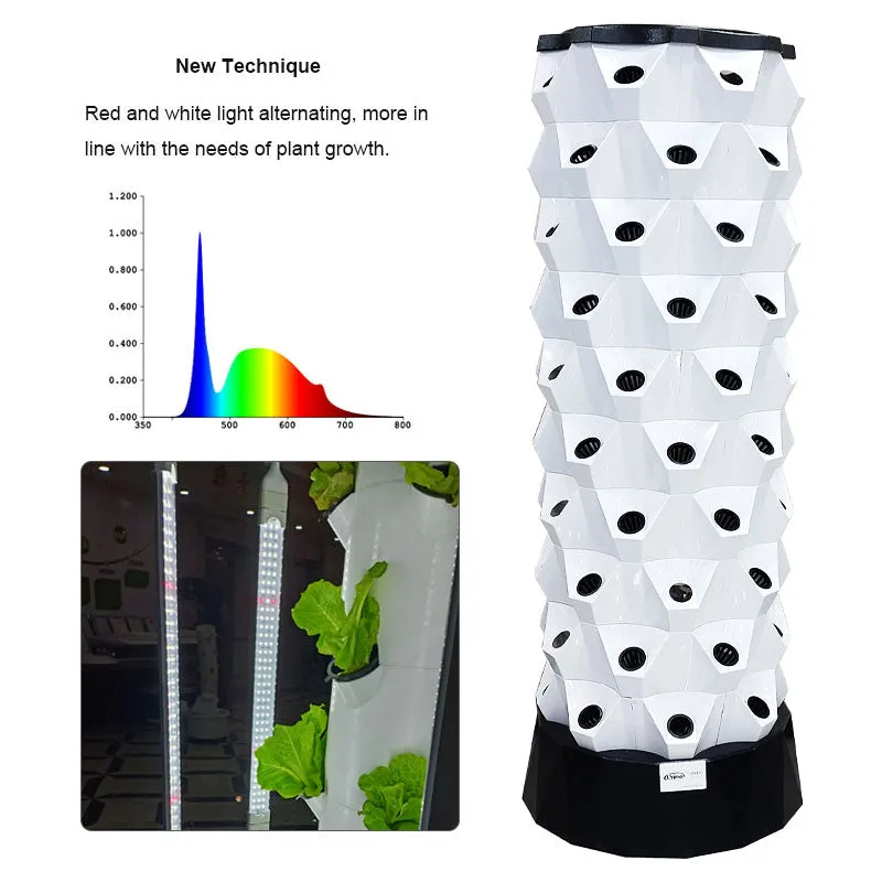 Lyine 8P Vertical Hydroponic Tower - Growing Solution for Leafy Greens | 6-10 Layers