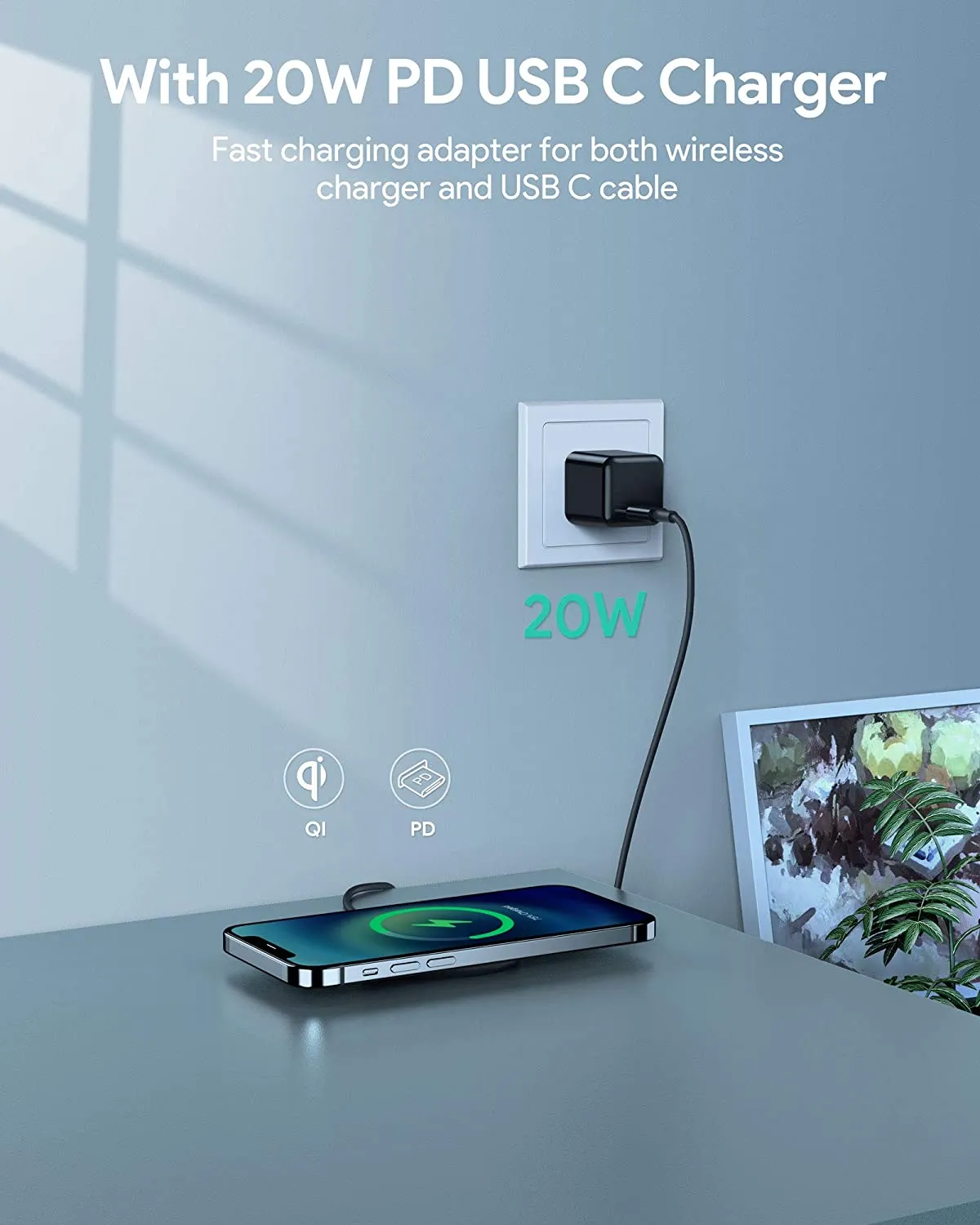Magnetic Wireless Charger MagSafe Charger with 20W USB C Fast Charger
