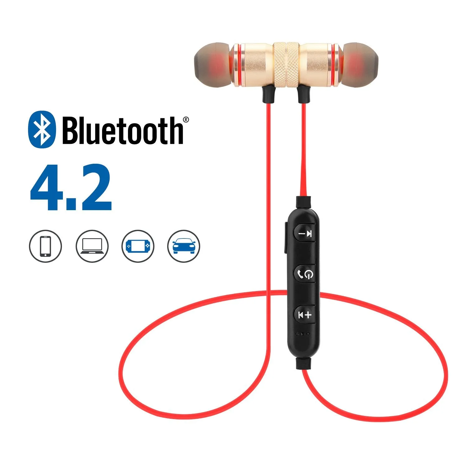 Metal Magnetic Wireless Bluetooth Earphone Sports Headset Stereo Bass