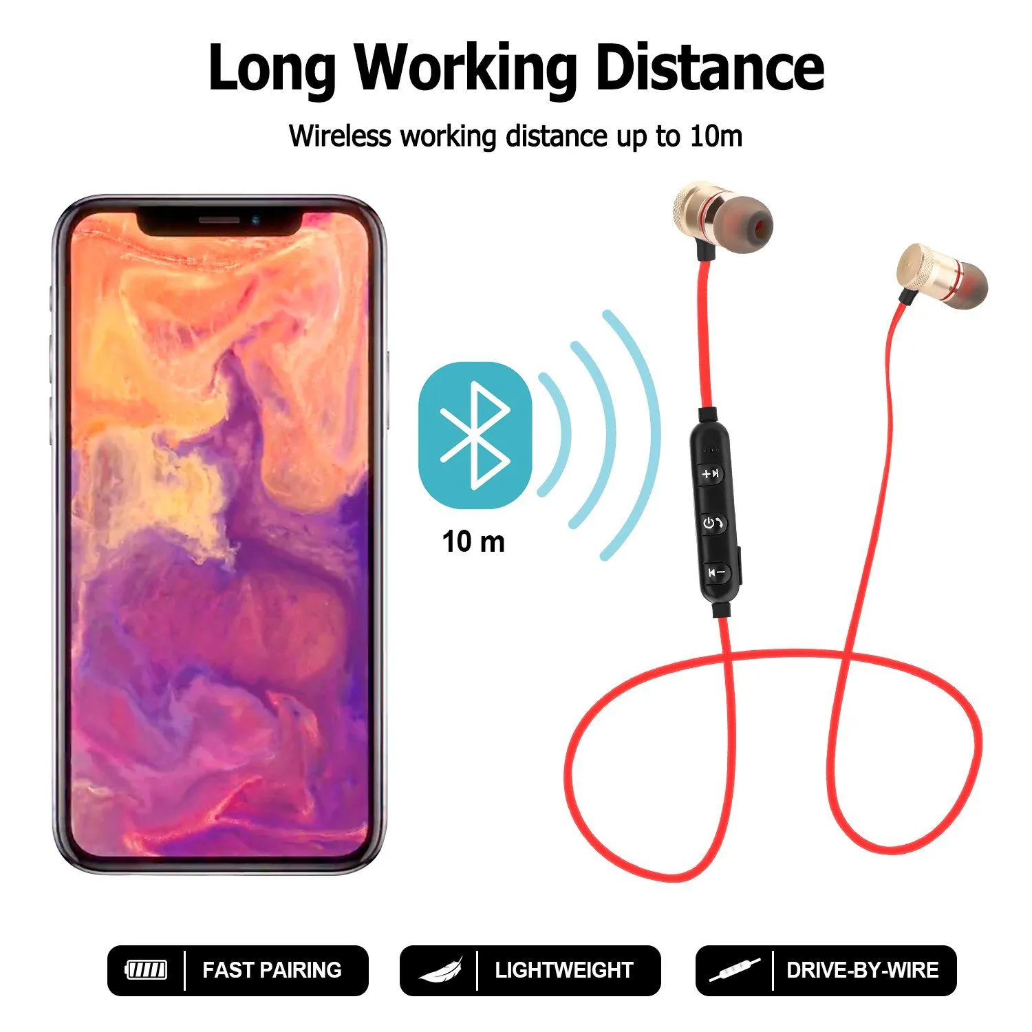 Metal Magnetic Wireless Bluetooth Earphone Sports Headset Stereo Bass
