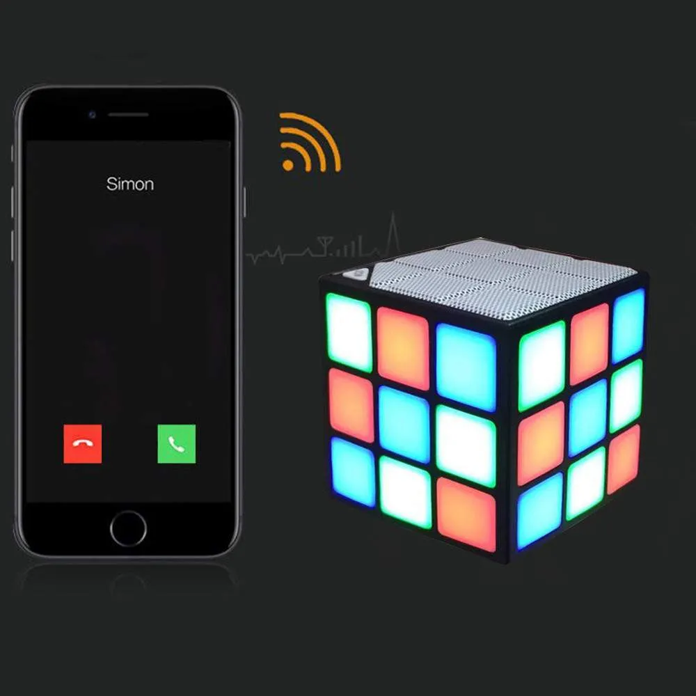 Mini Magic Cube Colorful Wireless Portable Bluetooth Speaker LED