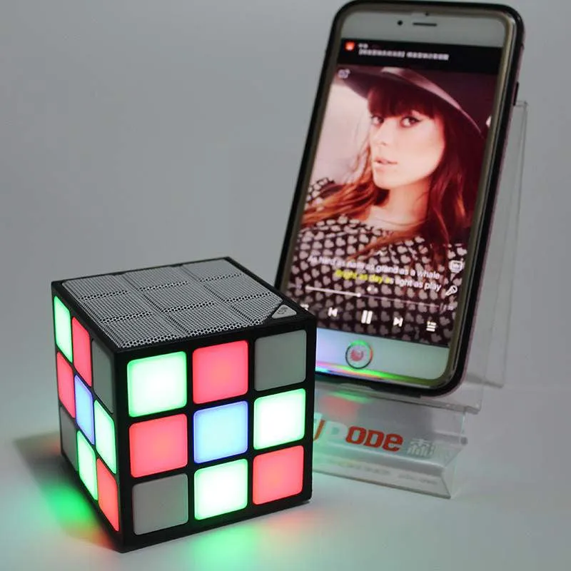 Mini Magic Cube Colorful Wireless Portable Bluetooth Speaker LED