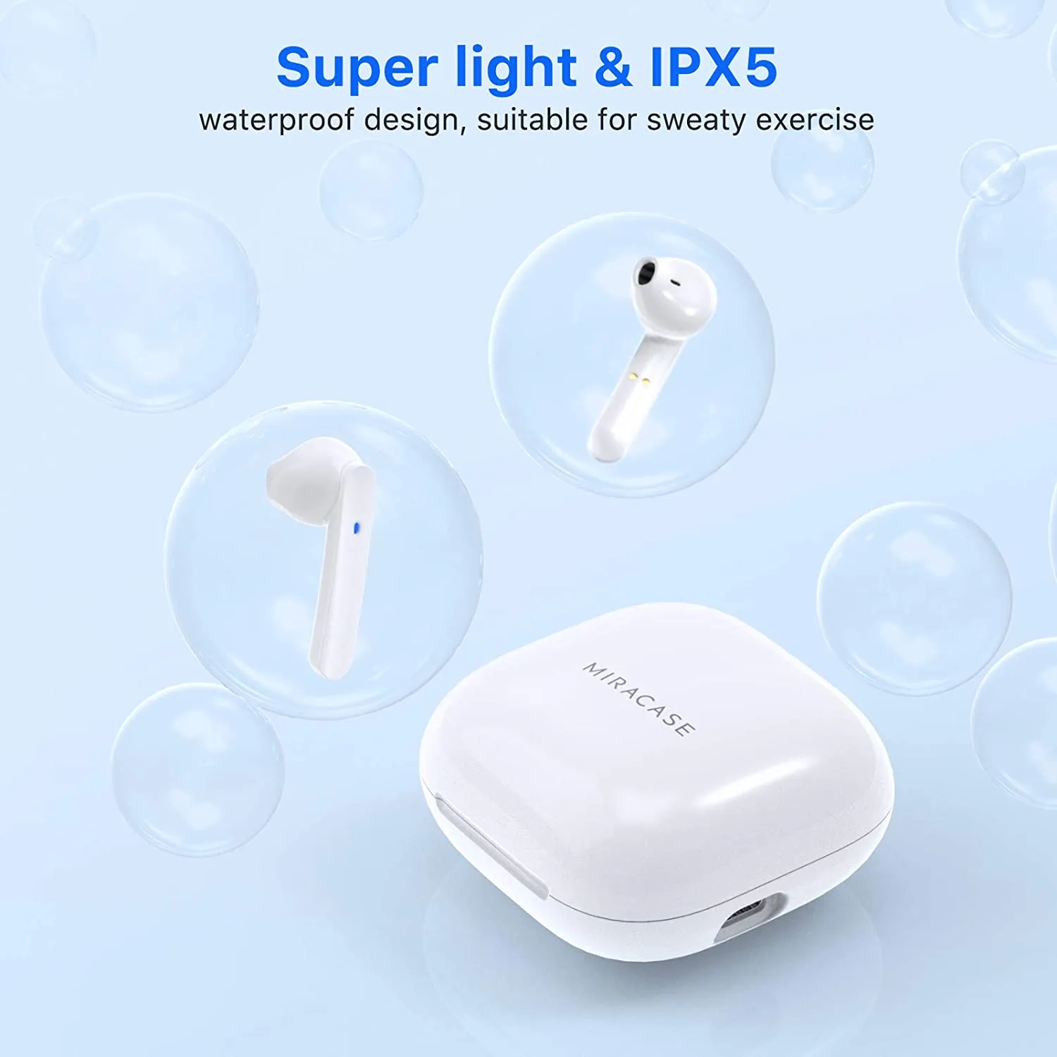 Miracase Wireless Earbuds Bluetooth 5.0 Headphones with USB-C Charging Case