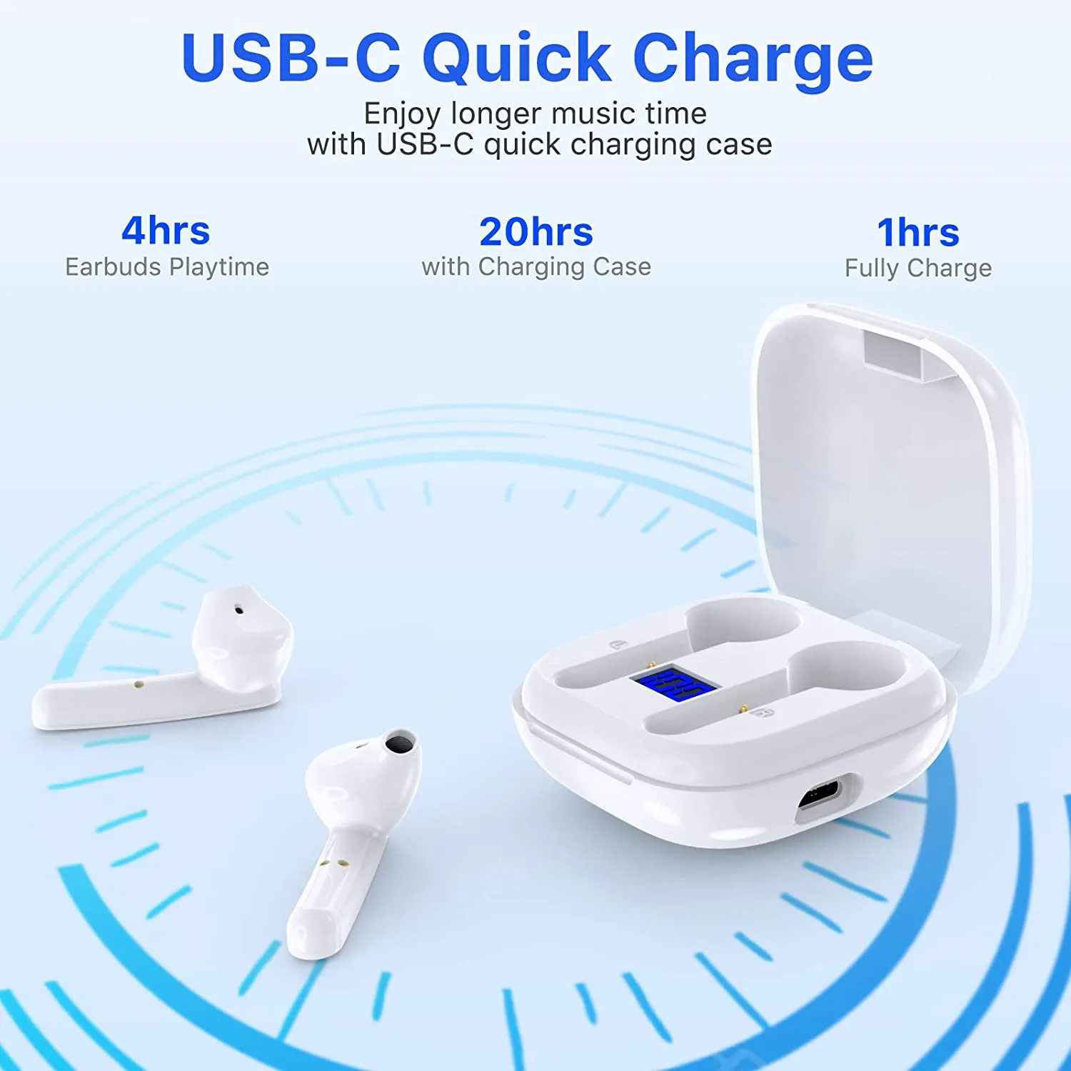 Miracase Wireless Earbuds Bluetooth 5.0 Headphones with USB-C Charging Case