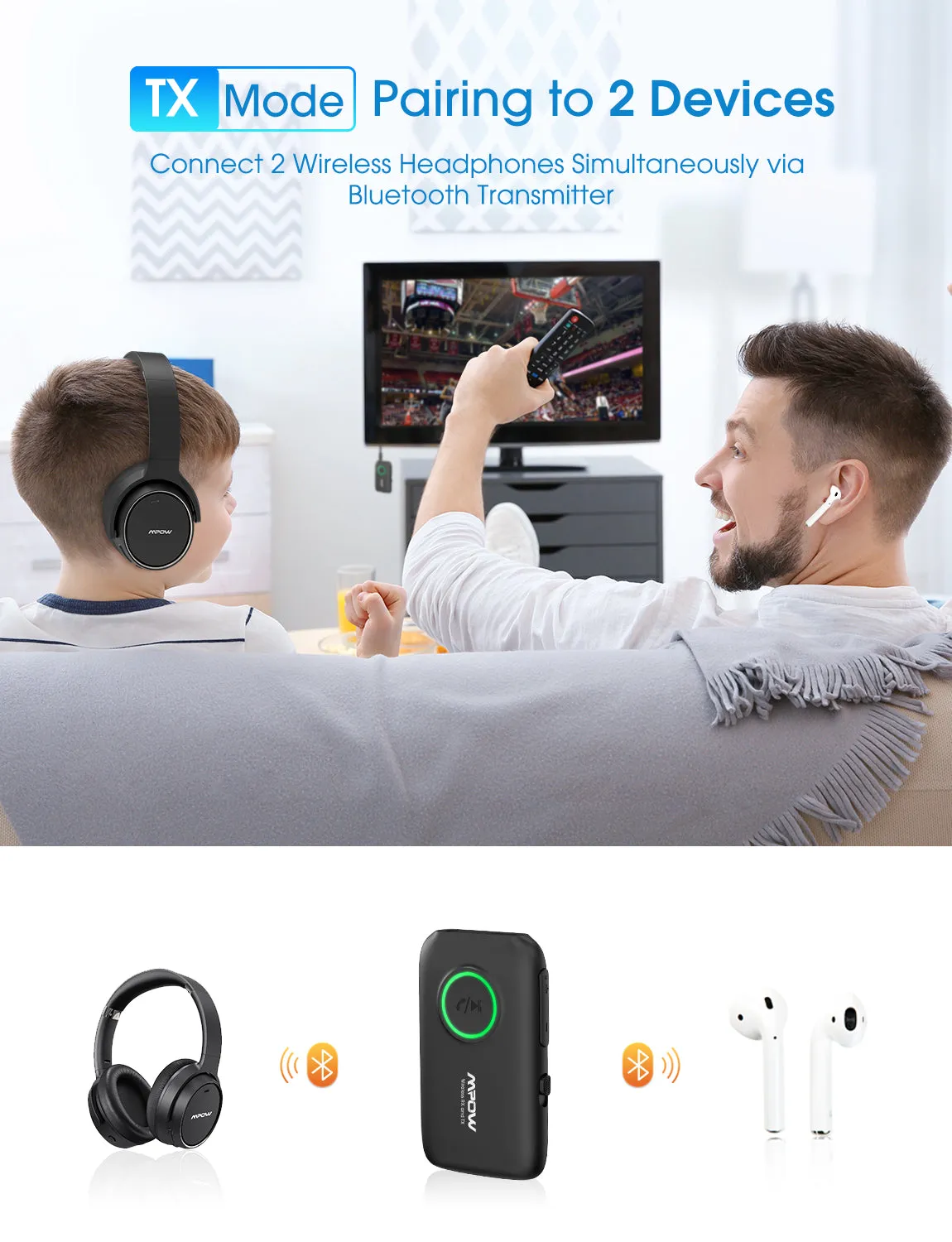 MPOW BH390B Bluetooth Transmitter & Receiver