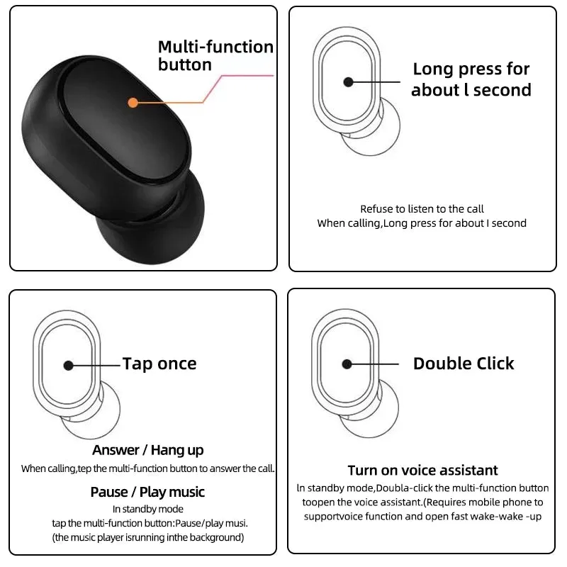 New Xiaomi  Airdots 2 Wireless Bluetooth Headset with Mic Earbuds Airdots Bluetooth Earphones