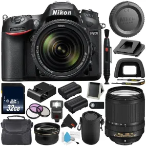 Nikon D7200 DSLR Camera with 18-140mm Lens 1555 (International Model)   EN-EL15 Replacement Li-on Battery   32GB SDHC Class 10 Memory Card   Wireless Remote   Deluxe Cleaning Kit Bundle