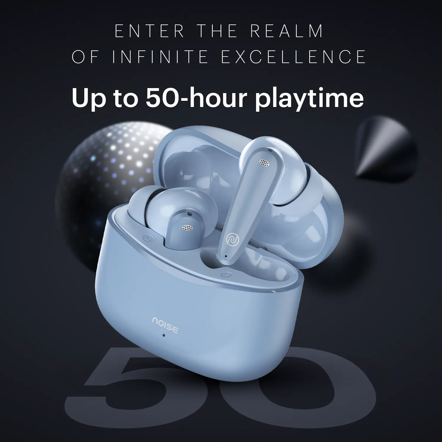 Noise Buds VS106 Truly Wireless In-Ear Earbuds with 50H Playtime, Quad Mic with ENC, Instacharge (10 min = 200 min),Ultra-Low Latency(up to 40ms), 10mm Driver, and BT v5.3