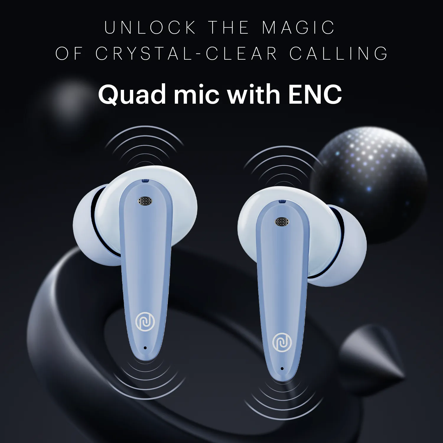 Noise Buds VS106 Truly Wireless In-Ear Earbuds with 50H Playtime, Quad Mic with ENC, Instacharge (10 min = 200 min),Ultra-Low Latency(up to 40ms), 10mm Driver, and BT v5.3