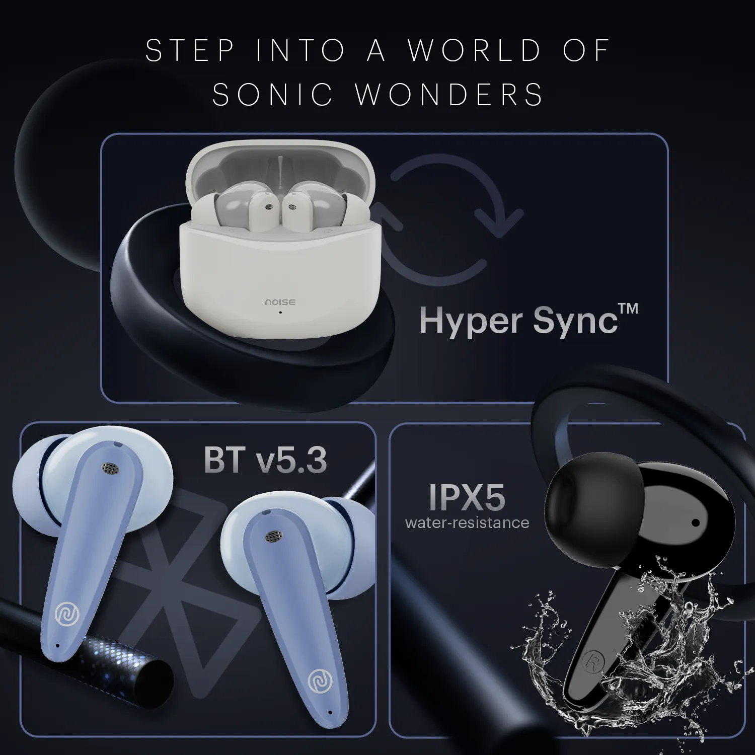Noise Buds VS106 Truly Wireless In-Ear Earbuds with 50H Playtime, Quad Mic with ENC, Instacharge (10 min = 200 min),Ultra-Low Latency(up to 40ms), 10mm Driver, and BT v5.3